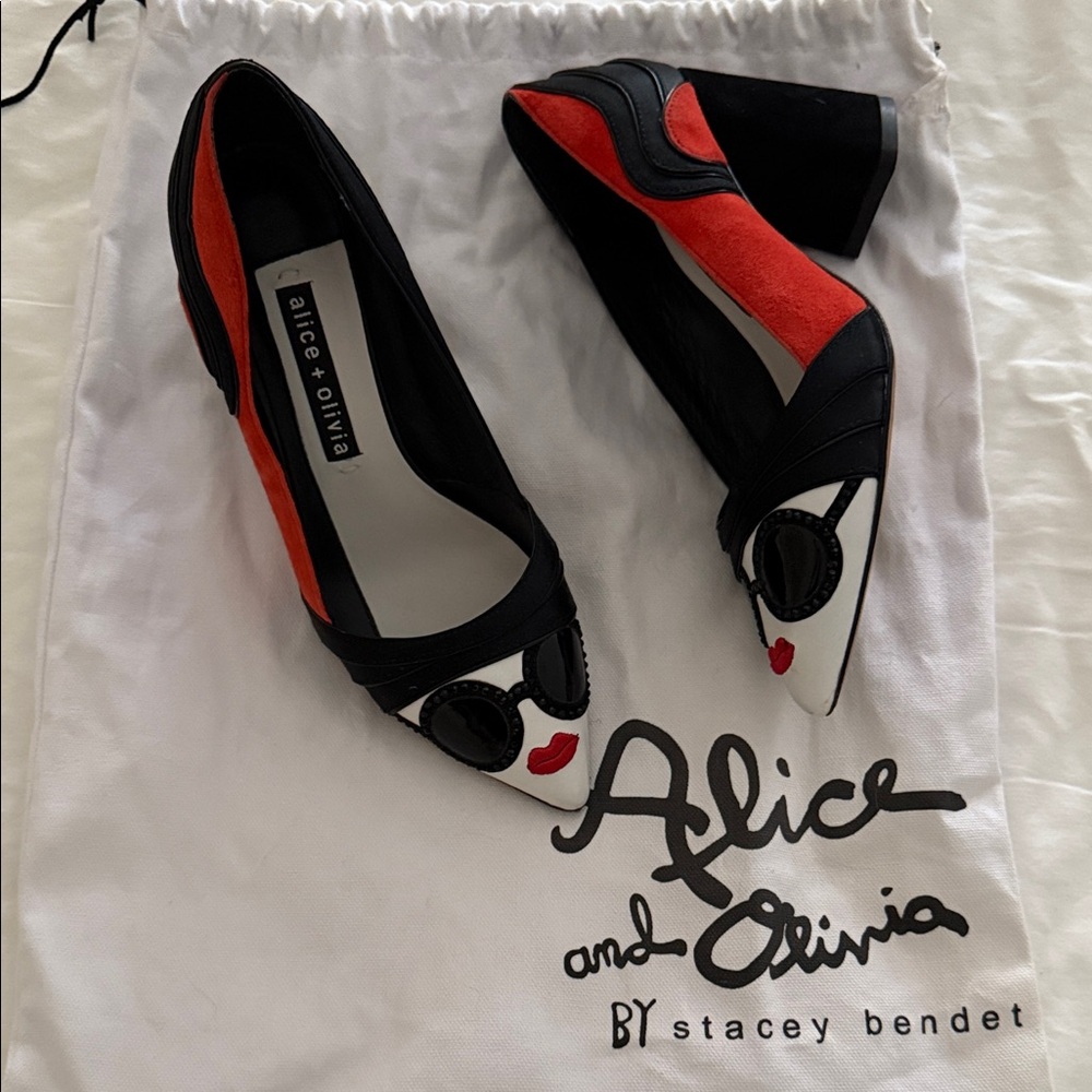 Alice + Olivia Black and Red Heels
